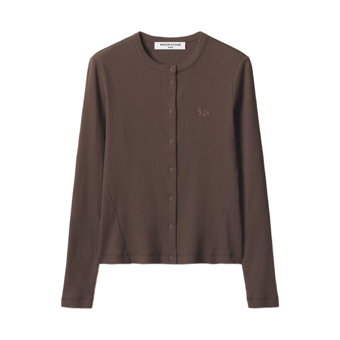 (W) 메종 키츠네 베이비 폭스 립드 가디건 다크 우드((W) Maison Kitsune Baby Fox Ribbed Cardigan Dark Wood) - 2