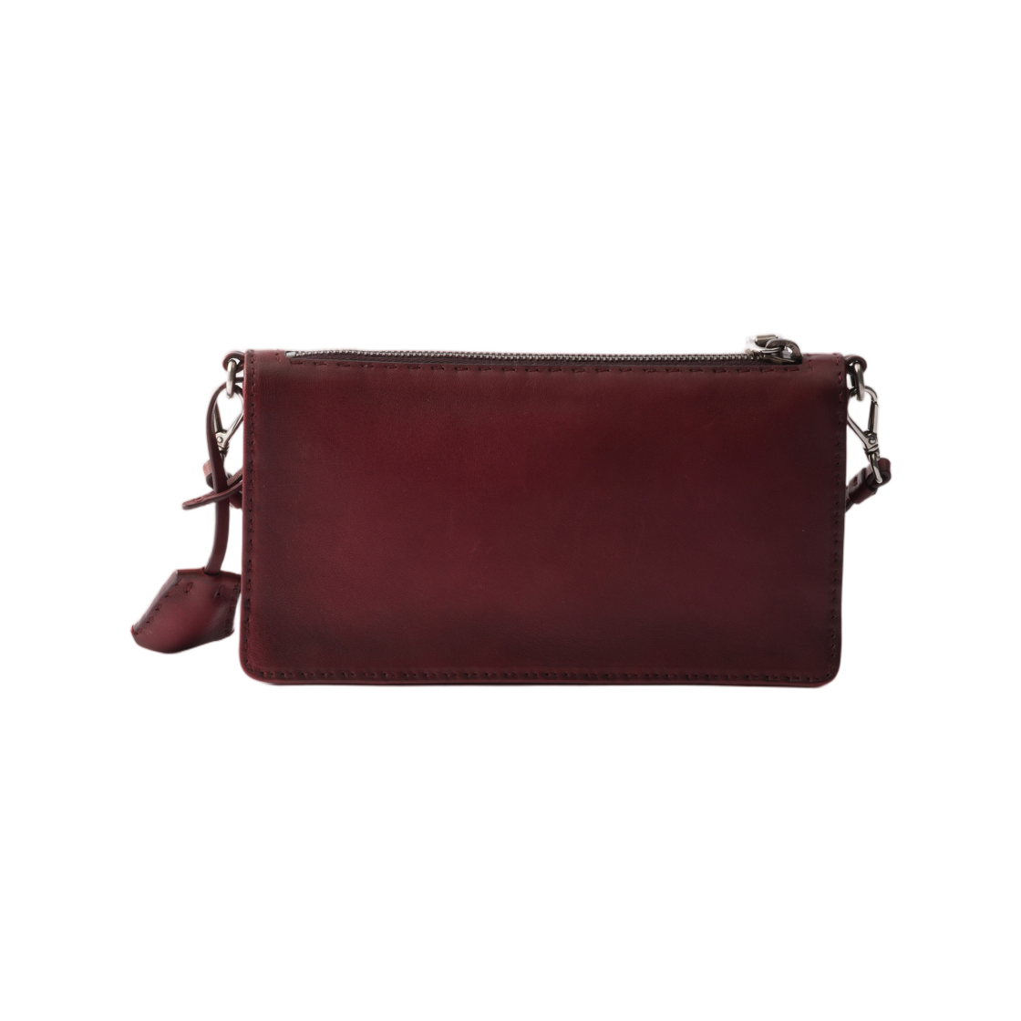 프라다 앤틱 레더 파우치 루비 레드(Prada Antiqued Leather Pouch Ruby Red) - 2