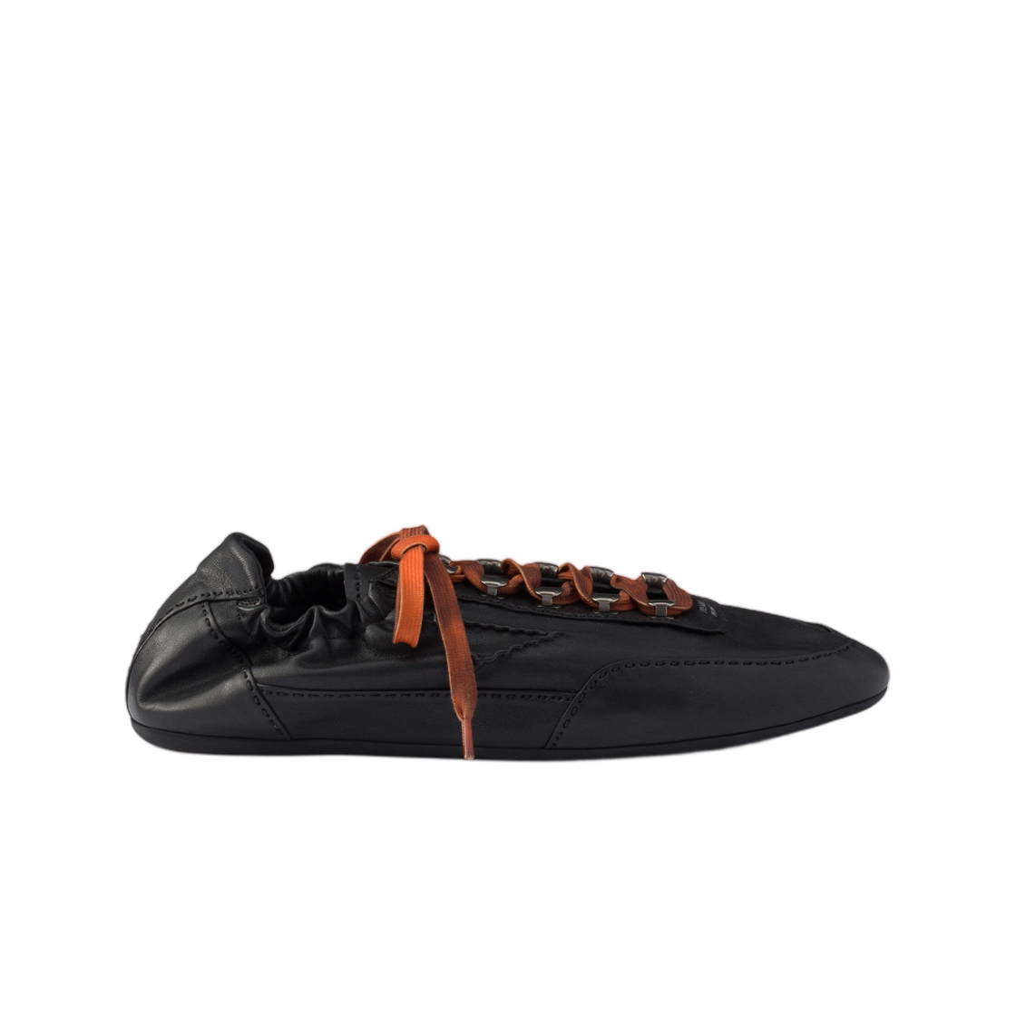 2EE490-2HKD-F0002 Prada Collapse Antiqued Nappa Leather Sneakers with Hooks Black