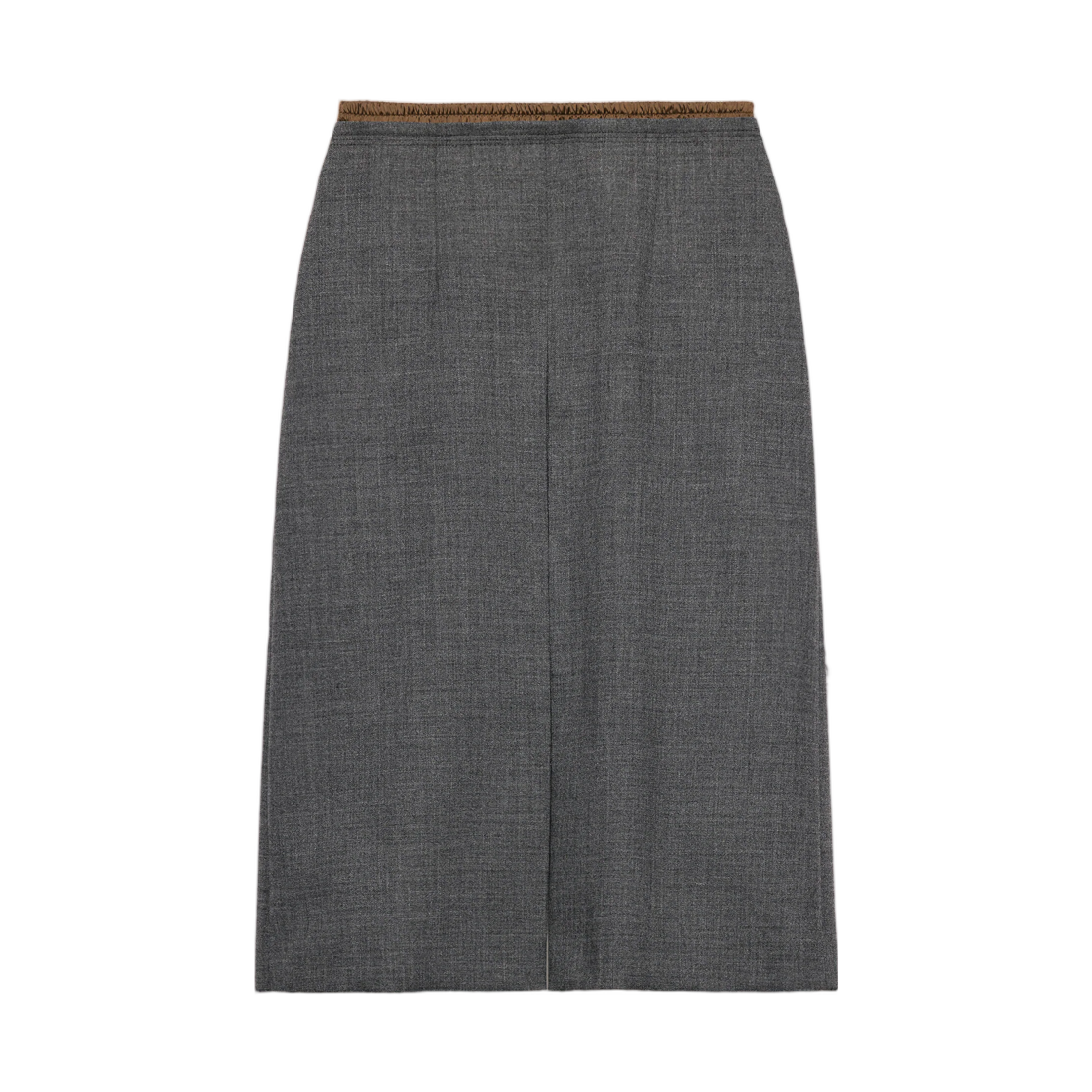 P10A8-6011-F0480 (W) Prada Rush Stitch Midi-Skirt Slate Gray