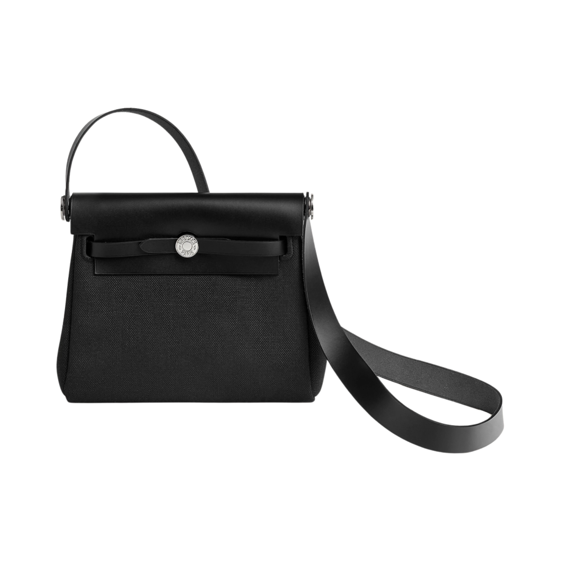 Hermes Herbag Zip 20 Bag Military Canvas Hunter Cowhide & Palladium Noir Noir