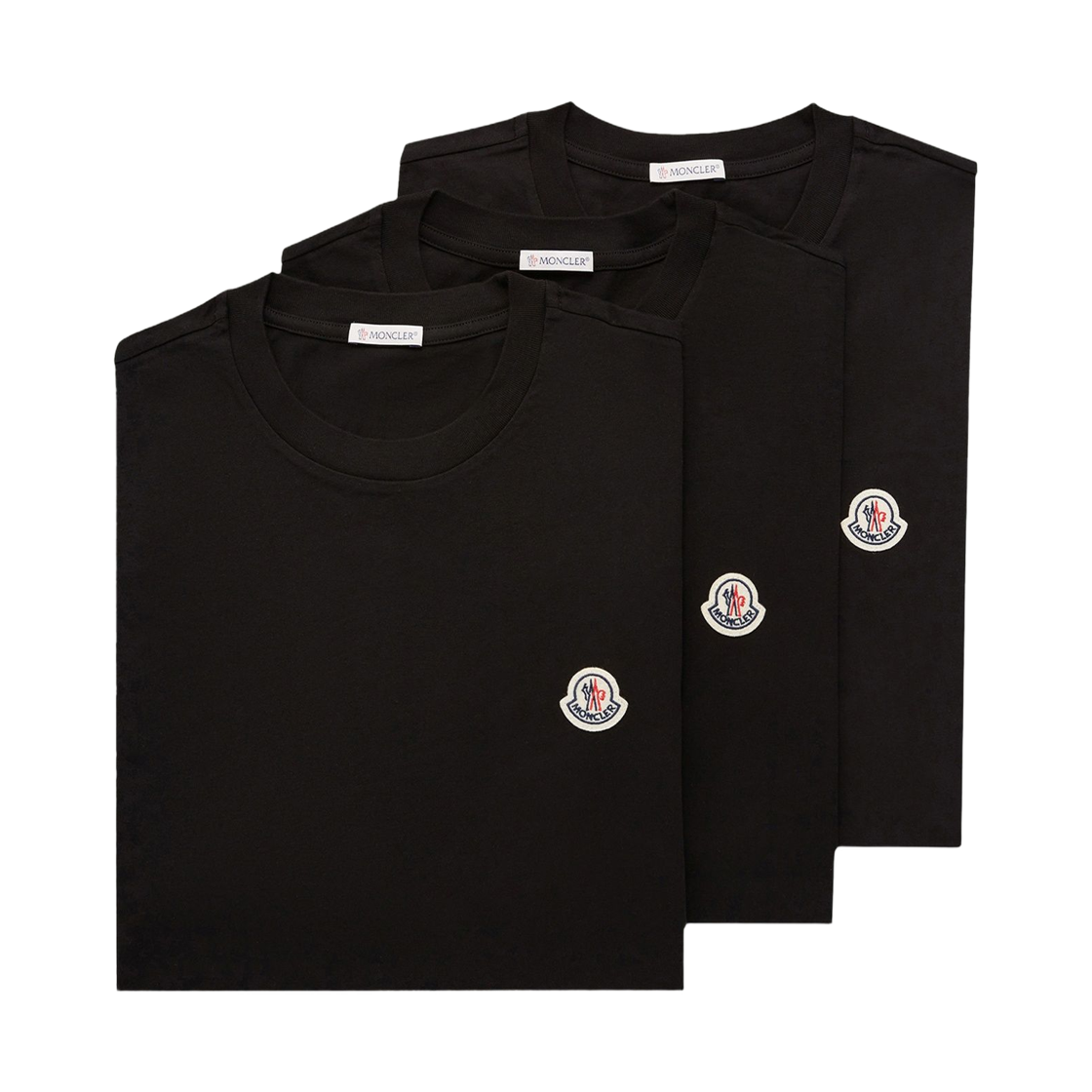 L2-091-8C00042-829H8-999 Moncler Logo Patch Cotton T-Shirt Black (3 Pack) - 26FW