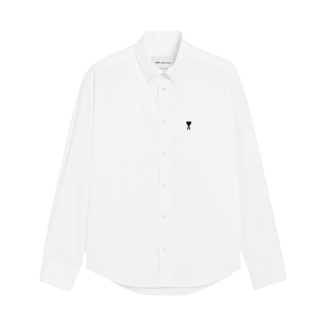 HSH822-CO0045-100 AMI White Boxy Cotton Shirt with Ami De Coeur White