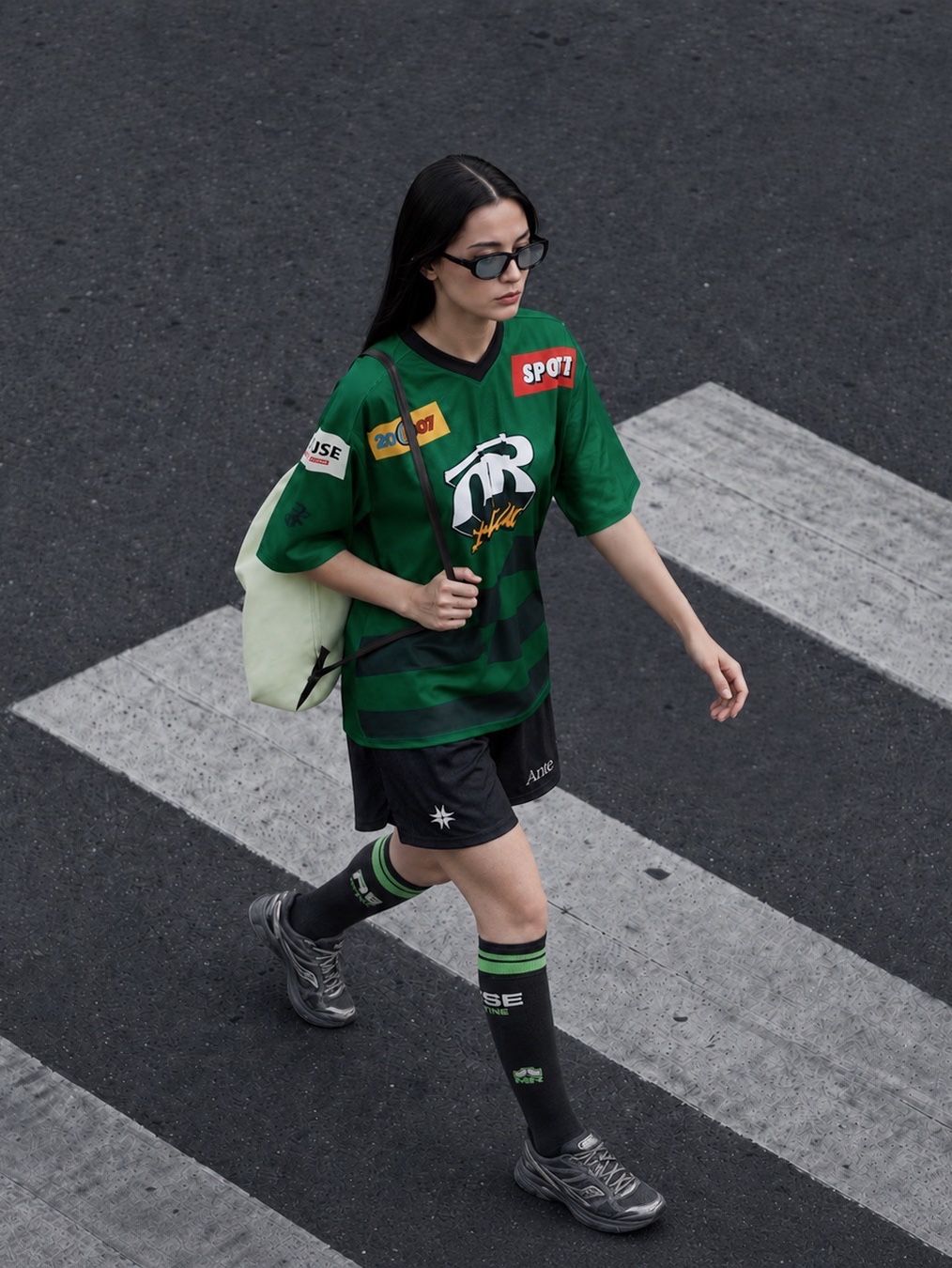 Martine Rose Oversized Hockey Top Green Black - 26SS, Ante Berlin Elite Shorts Black - 26FW 착용 스타일