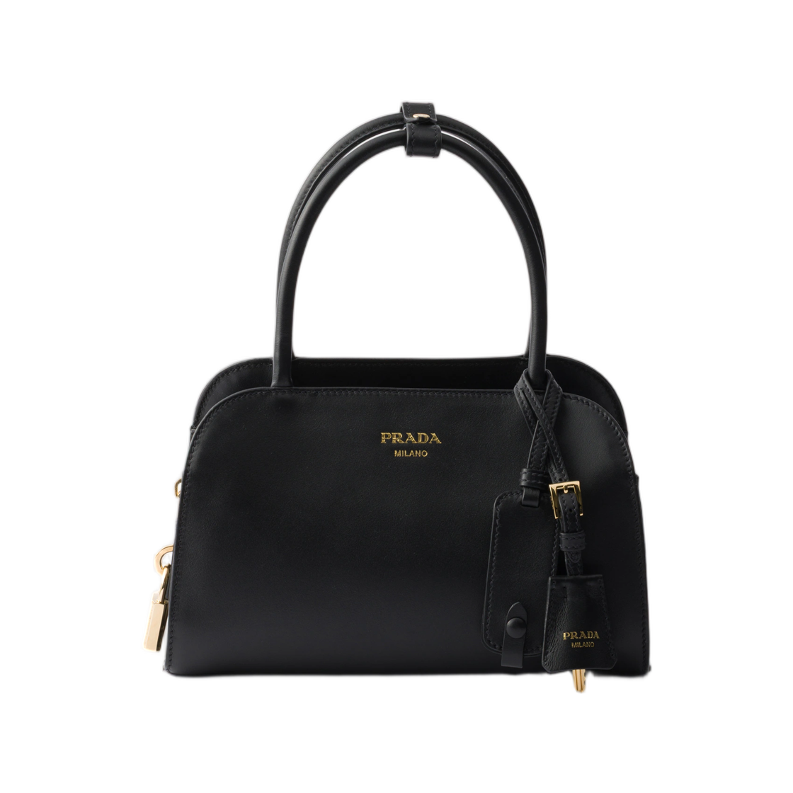 1BA503-2G6T-F0002 Prada Coffret Medium Leather Handbag Black