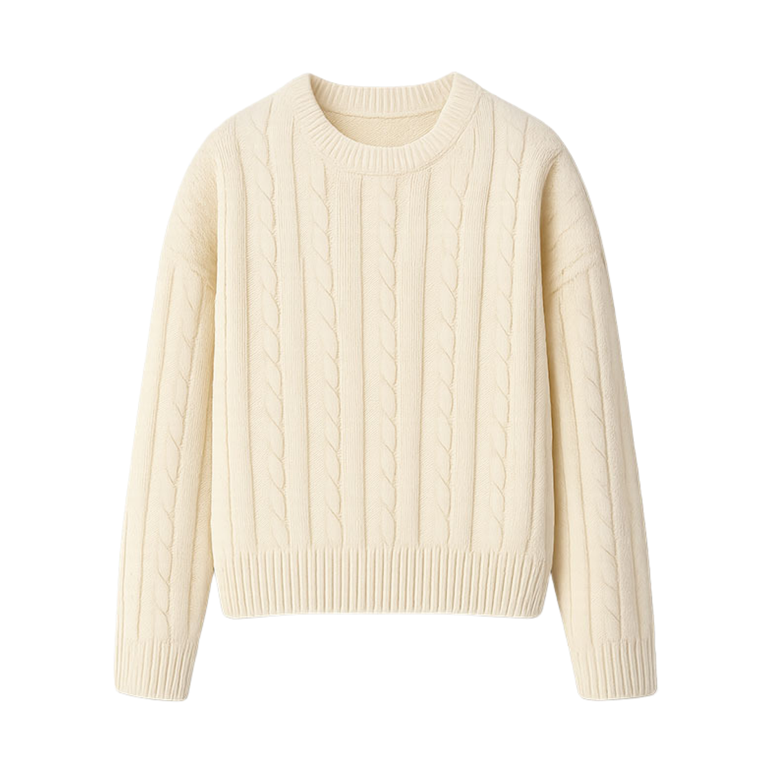 GC꽈배기 라운드 니트-아이보리 GCLIP Crew Neck Cable Loose Fit Semi-Crop Knit T-Shirt Ivory