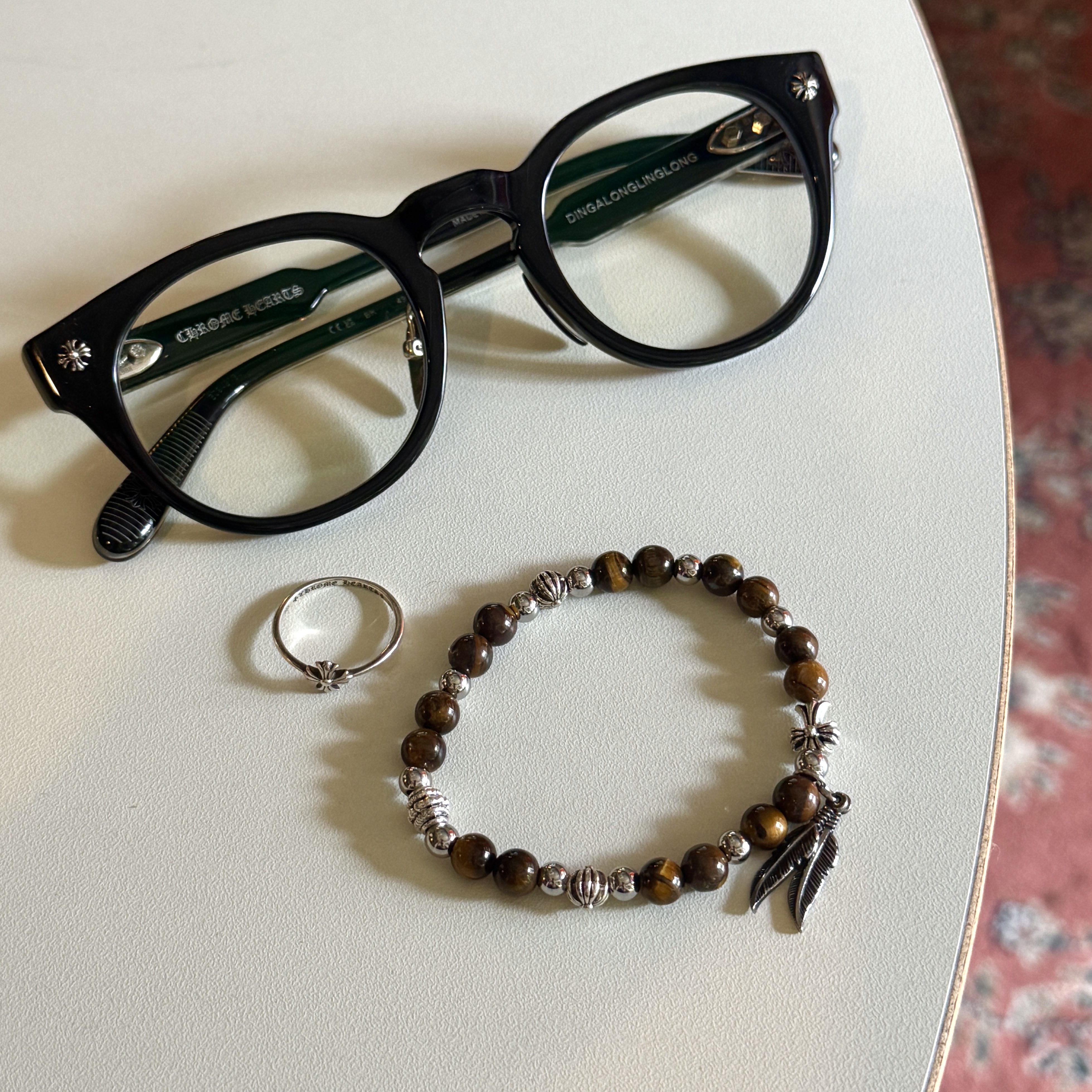 [KREAM 단독] December Ten Tigereyes Beads Bracelet, Chrome Hearts Dingalonglinglong Black 착용 스타일