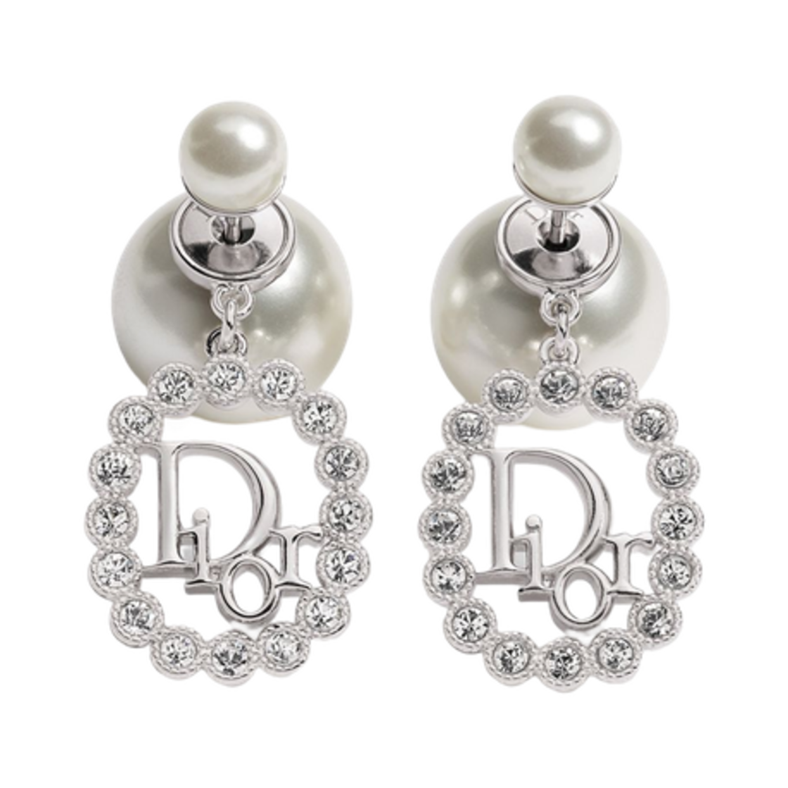 E4997WOMCY-D001 (W) Dior Tribales Earrings Silver Finish Metal Resin Pearls & Crystals Silver