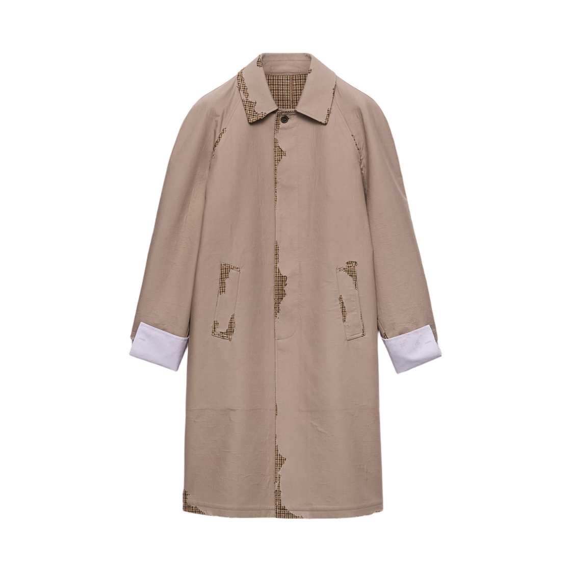 P675TR-6647-F05QM (W) Prada Bonded Poplin Coat with Devore Effect Clay Camel