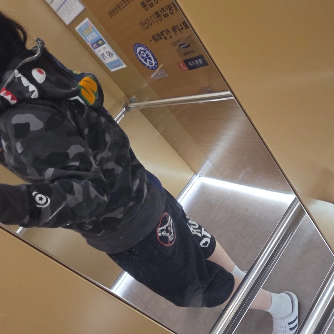BAPE Color Camo Separate Shark Full Zip Hoodie Black Navy 착용 스타일
