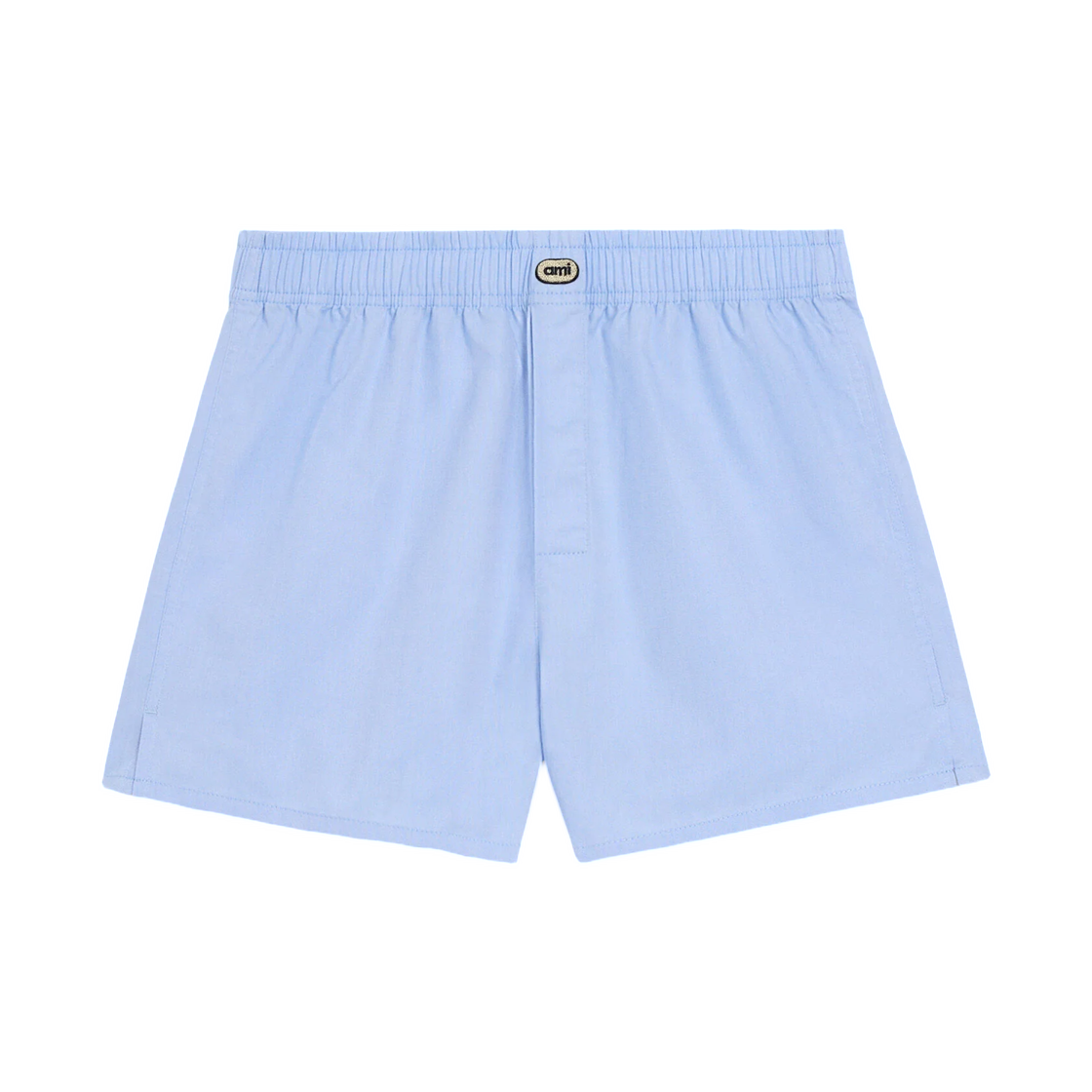 HUN211-CO0224-484 AMI Blue Cotton Boxer with Ami Patch Cashmere Blue