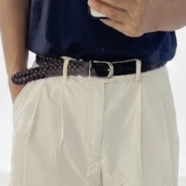 24/7 series Italian Leather Weaving Belt Dark Brown 착용 스타일