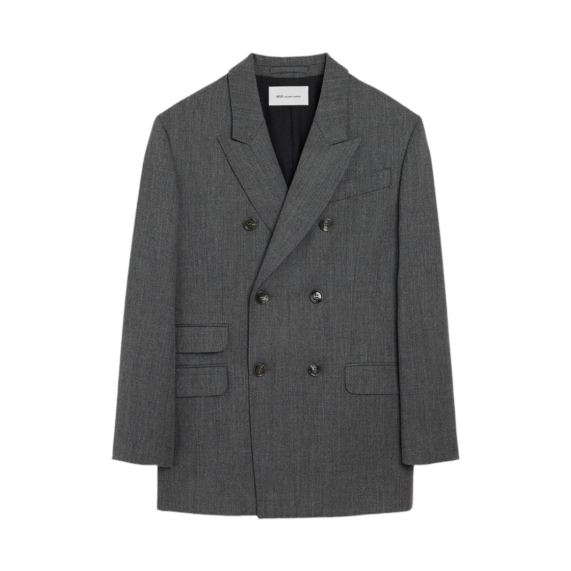 HBV772-WV0216-A189 AMI Grey Double Breasted Wool Blazer Carbon Grey