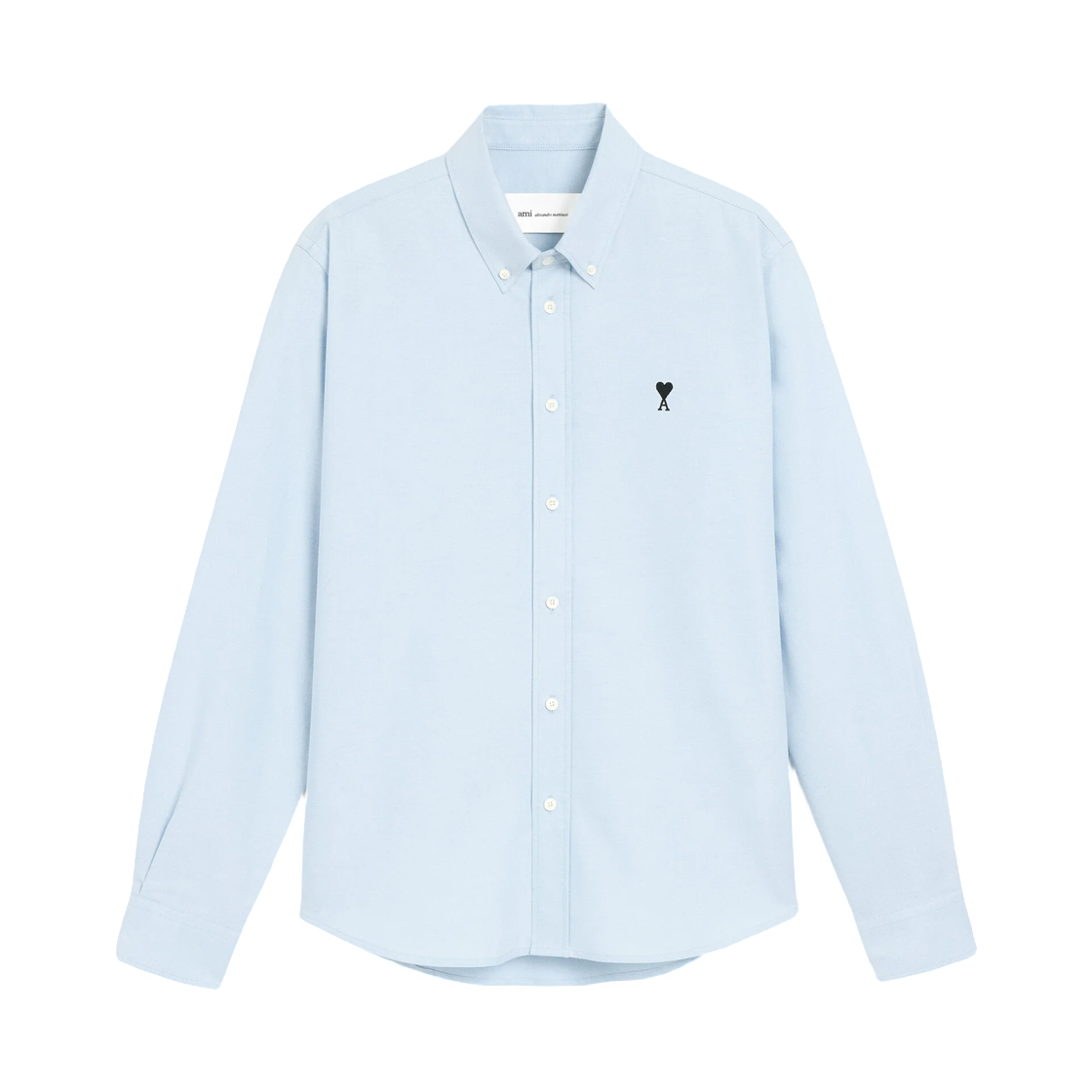 USH878-CO0031-450 AMI Blue Cotton Shirt with Ami De Coeur Sky Blue