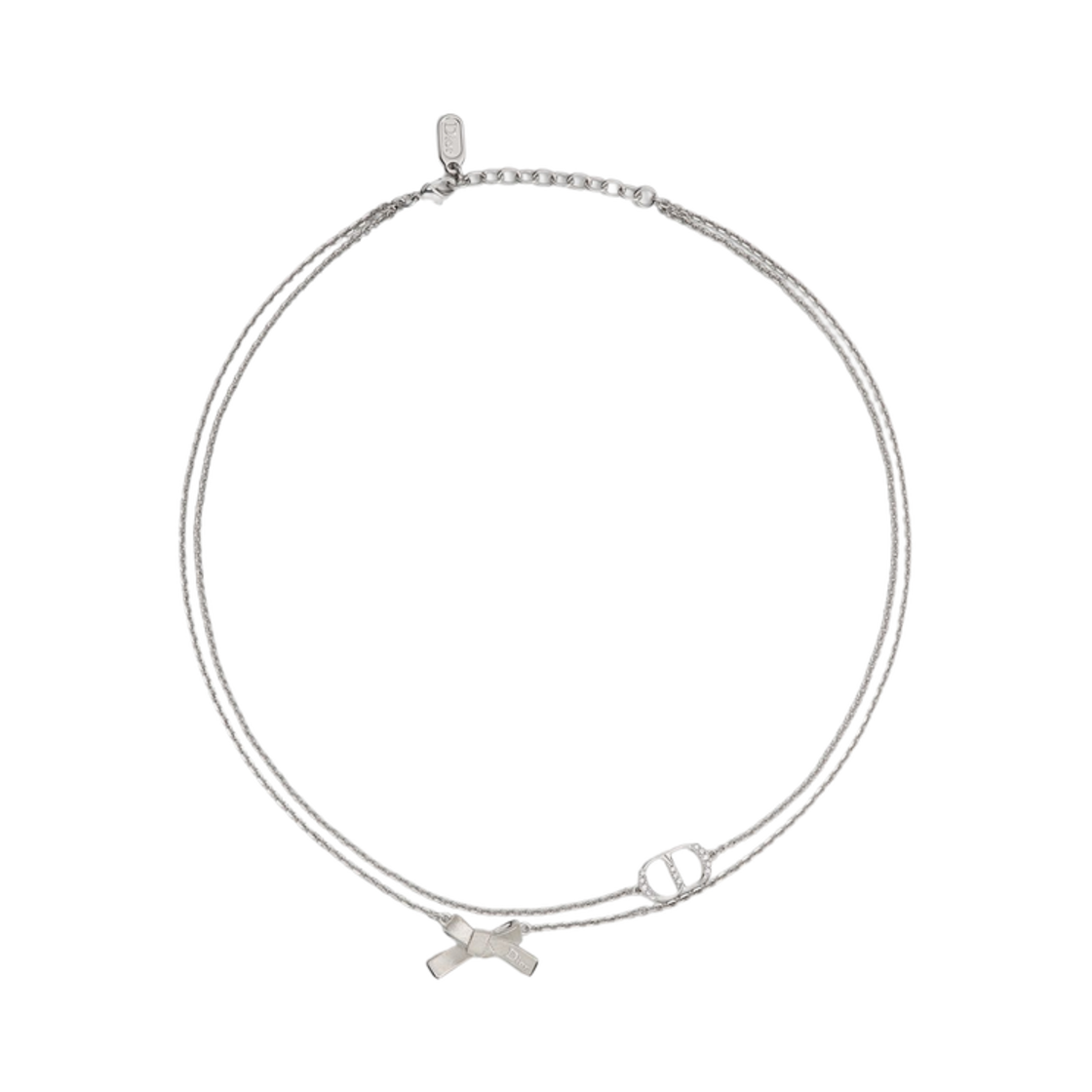 N4076WOMCY-D001 (W) Dior CD Parure Necklace Silver Finish Metal & Crystals Silver