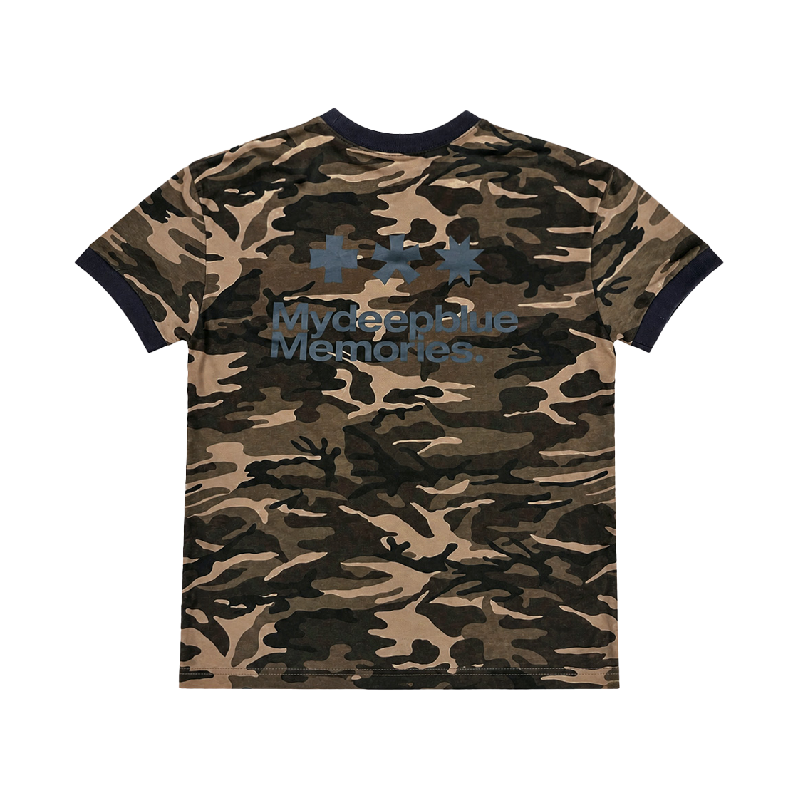26072401 MydeepblueMemories #1 Camo Mm Logo Ringer T-Shirts Beige