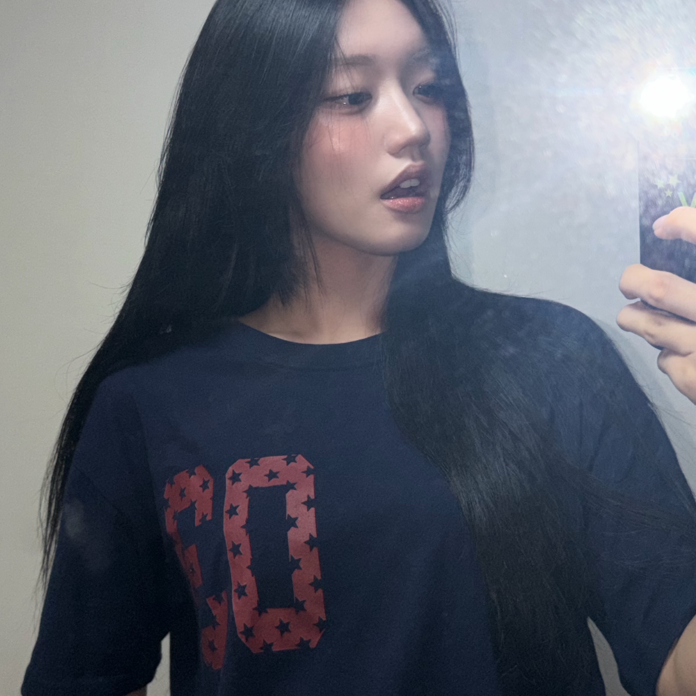 AMOU 03 Half T-Shirts Navy, AMOU 03 Half T-Shirts Black 착용 스타일 - 3