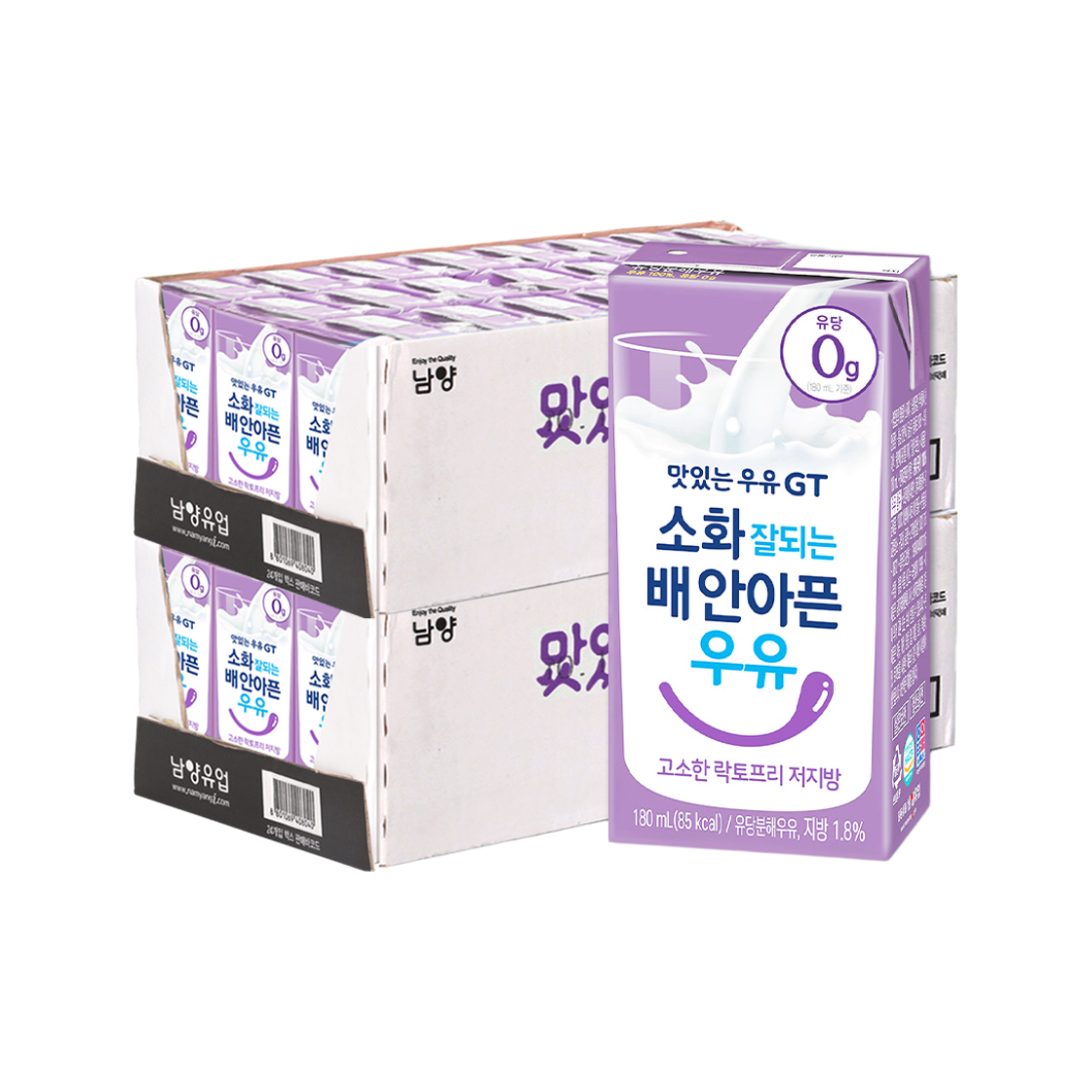 남양 맛있는우유GT 락토프리 저지방 180ml 48팩(Namyang Tasty Milk GT Lactose-Free Low-Fat Milk 180ml (48 Packs))