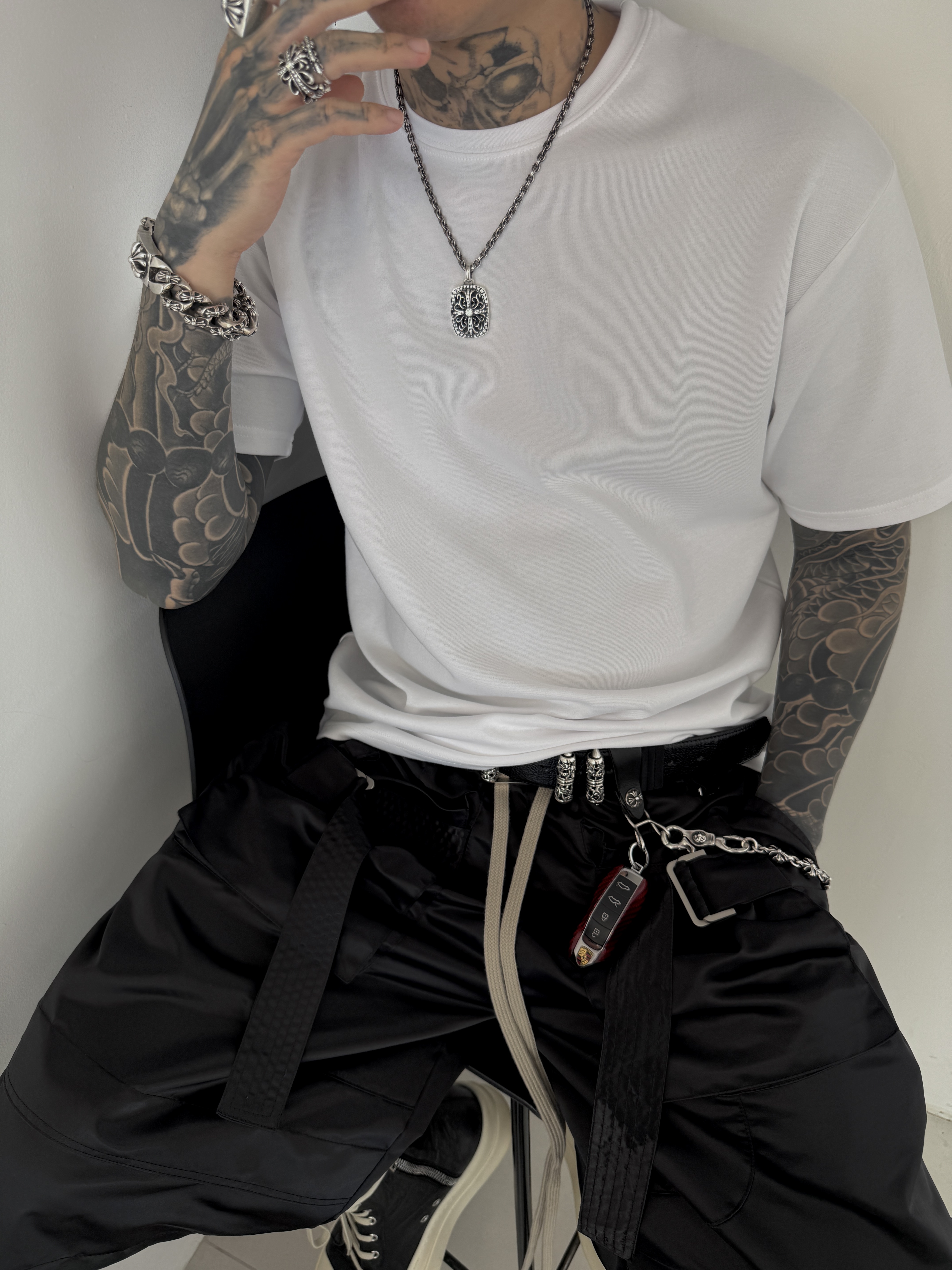 Wapworks Field Safety Bermuda Black, Rick Owens Drkshdw Pentagram Ramones Sneakers Black Pearl 착용 스타일 - 1