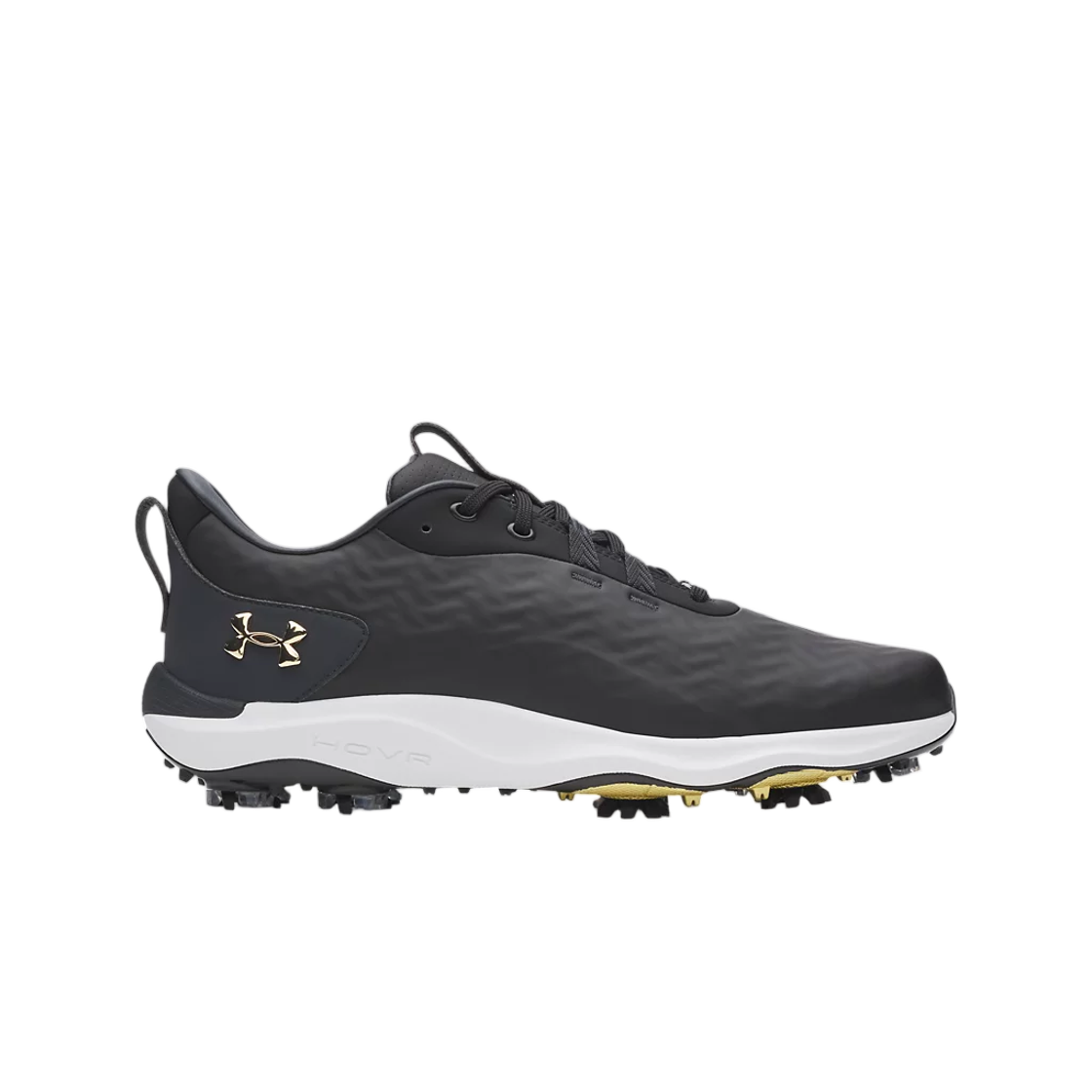 6006116-001 Under Armour UA Drive Pro Clone Golf Shoes Black Anthracite Metallic Gold