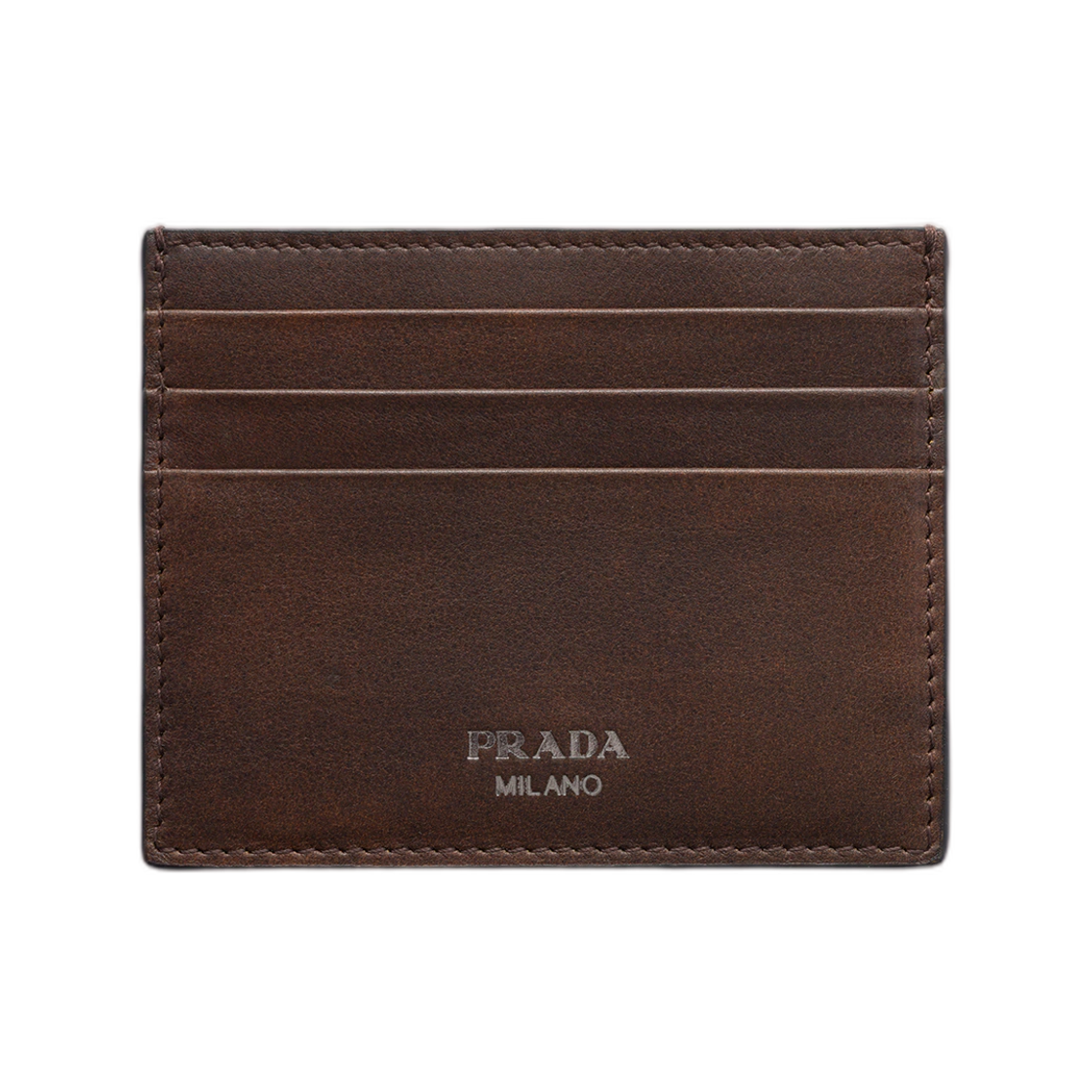 2MC025-2ZQ6-F0324 Prada Leather Card Holder Cocoa Brown