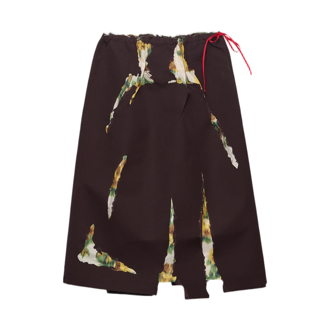 (W) 프라다 본디드 개버딘 스커트 디보어 이펙트 에보니((W) Prada Bonded Gabardine Skirt with Devore Effect Ebony)
