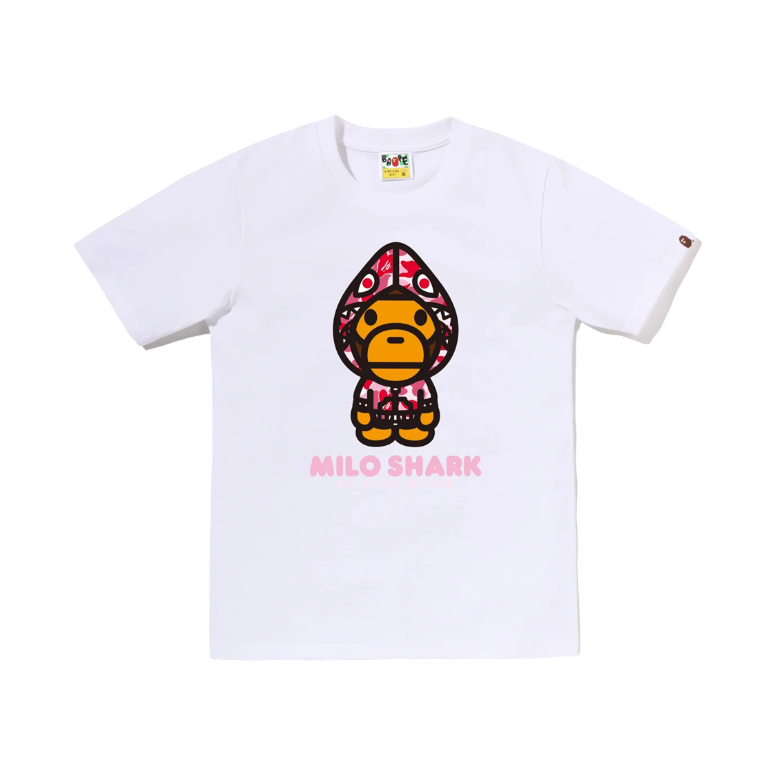 - (W) BAPE ABC Camo Milo Shark FZH T-Shirt White Pink