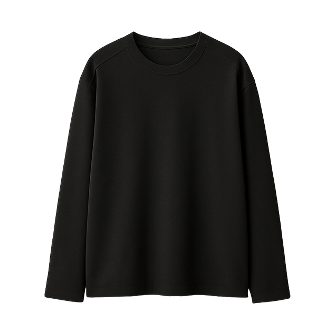 GC수피마 절개 긴팔티-블랙 GCLIP Crew Neck Cut Loose Fit Long Sleeve T-Shirt Black