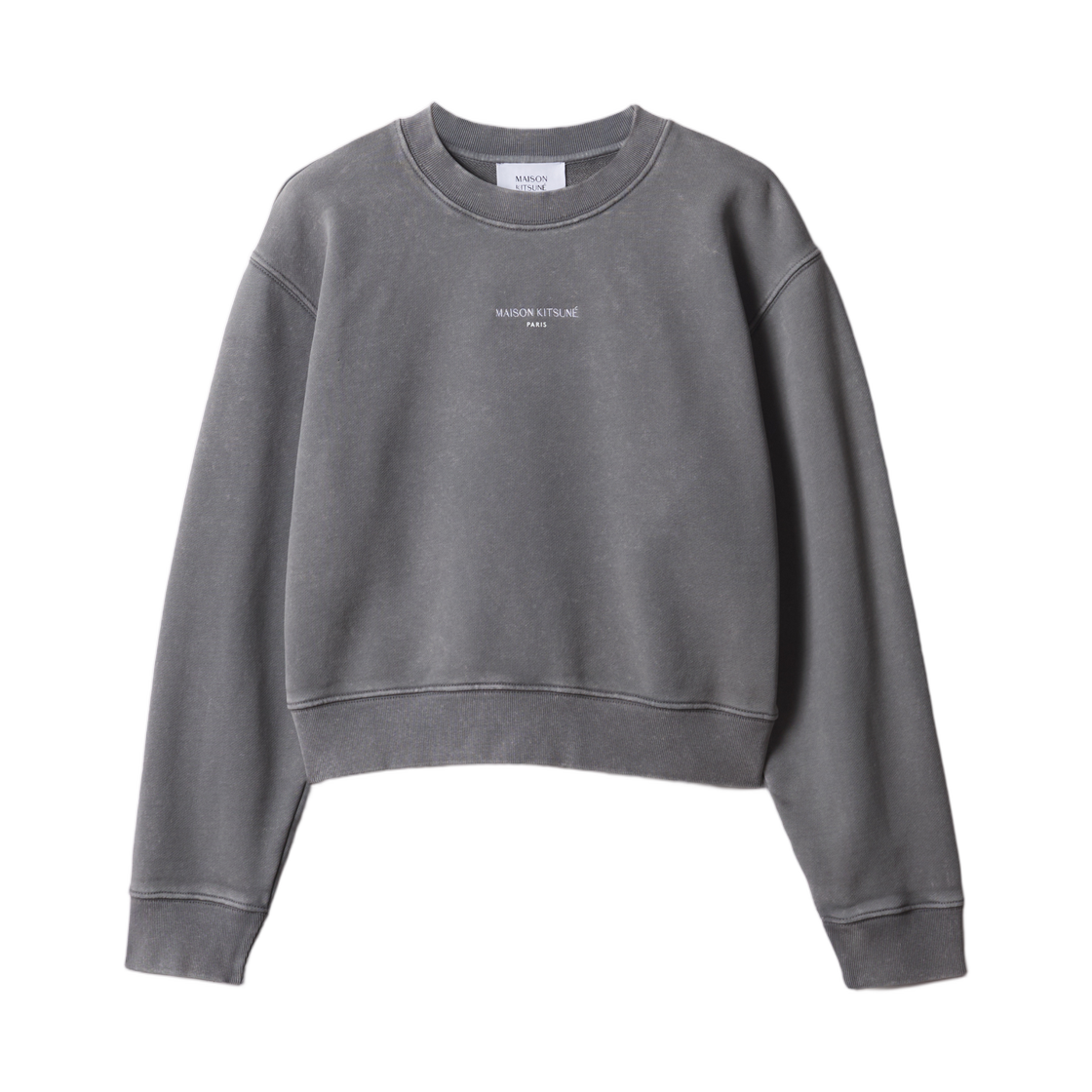 MRWJS09KMBIT4-0607 (W) Maison Kitsune Maison Kitsune Paris Faded Cropped Sweatshirt Asphalte Faded