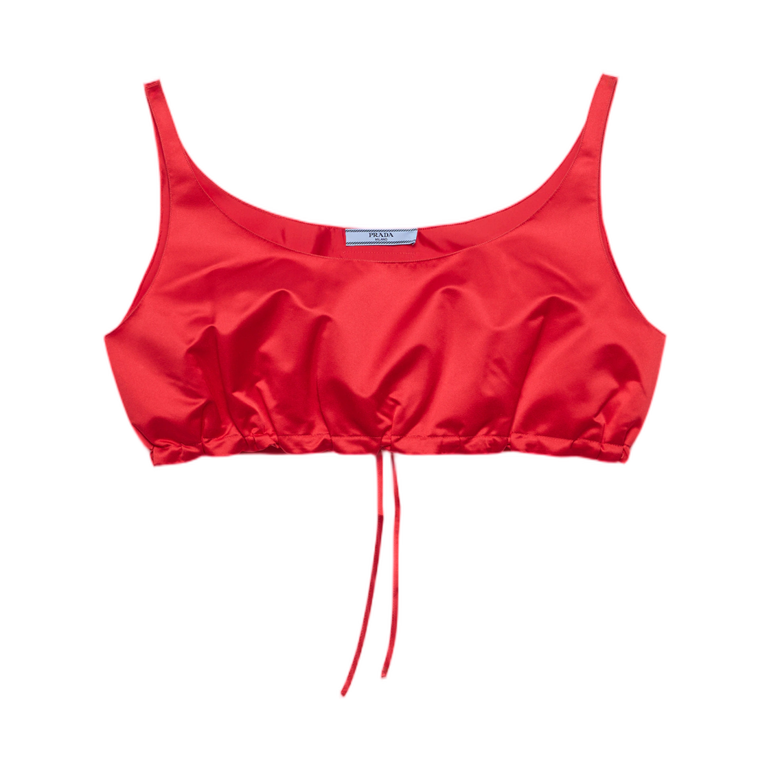 P924O-1653-F0D17 (W) Prada Duchesse Crop Top Lacquer Red