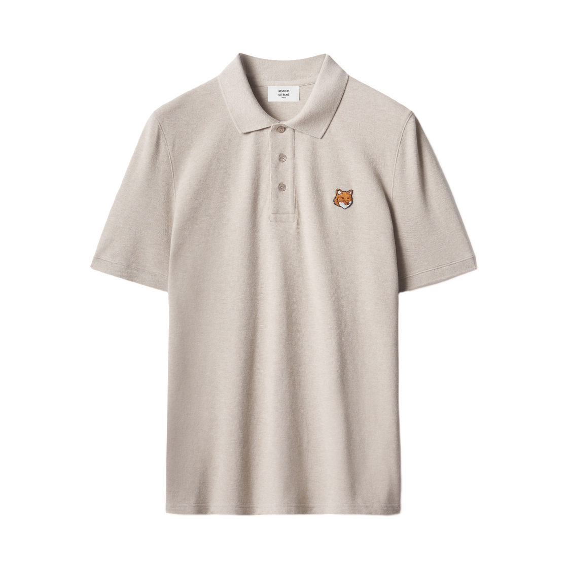 PM00209KP0002-0604 Maison Kitsune Fox Head Regular Polo Clear Beige Melange