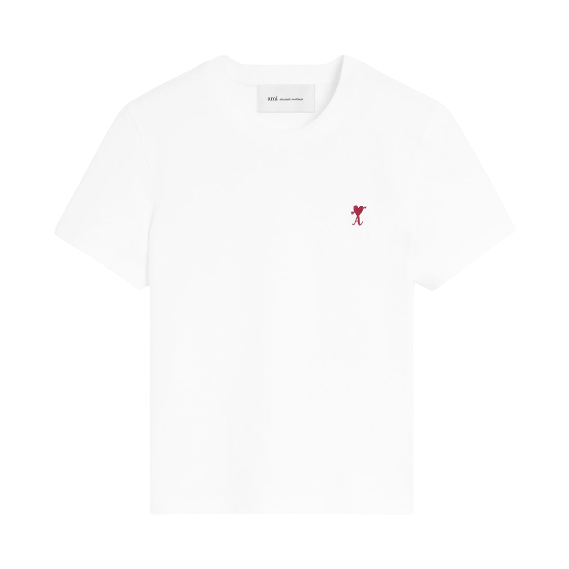 FTS409-JE0270-100 (W) AMI White Cotton T-Shirt with Ami De Coeur Arrow White