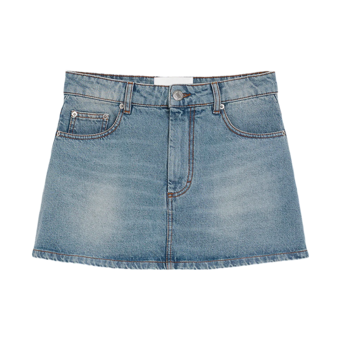 (W) 아미 블루 미니 코튼 스커트 유즈드 블루((W) AMI Blue Mini Cotton Skirt Used Blue)