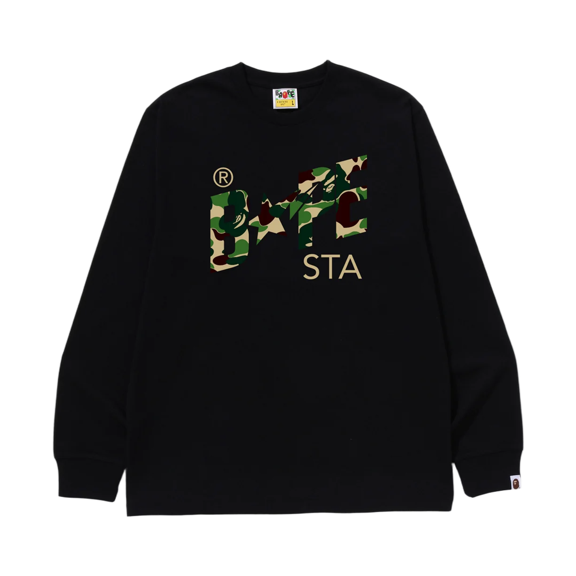 - BAPE ABC Camo Bape Sta L/S T-Shirt Black Green