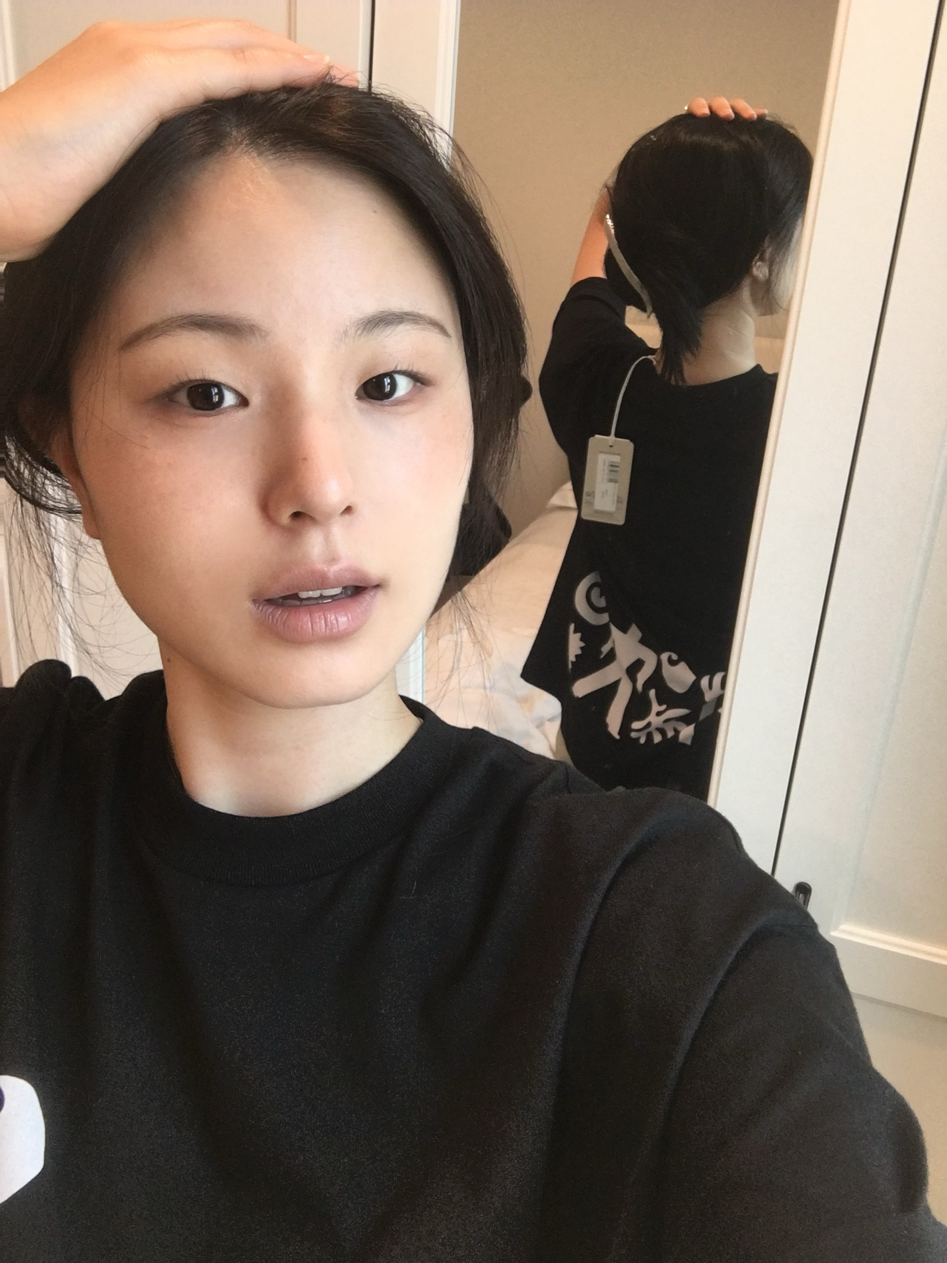 (W) Carhartt WIP S/S Compy T-Shirt Black 착용 스타일