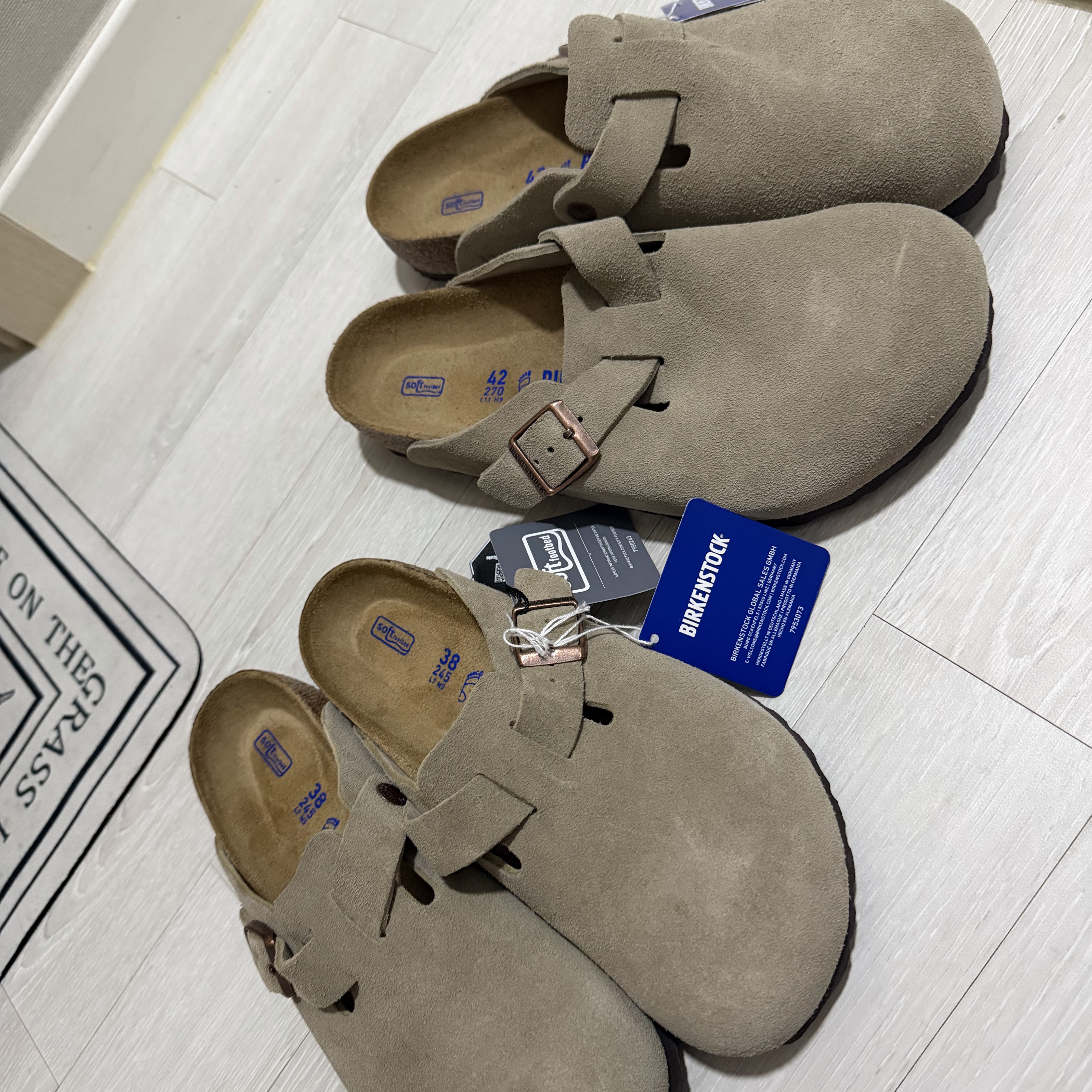 Birkenstock Boston Soft Footbed Taupe - Regular 착용 스타일