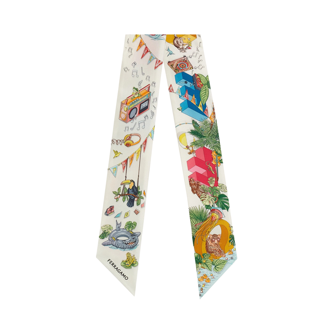 321281-795108 (W) Ferragamo Jungle Party Print Silk Mini Bandeau Multicolor