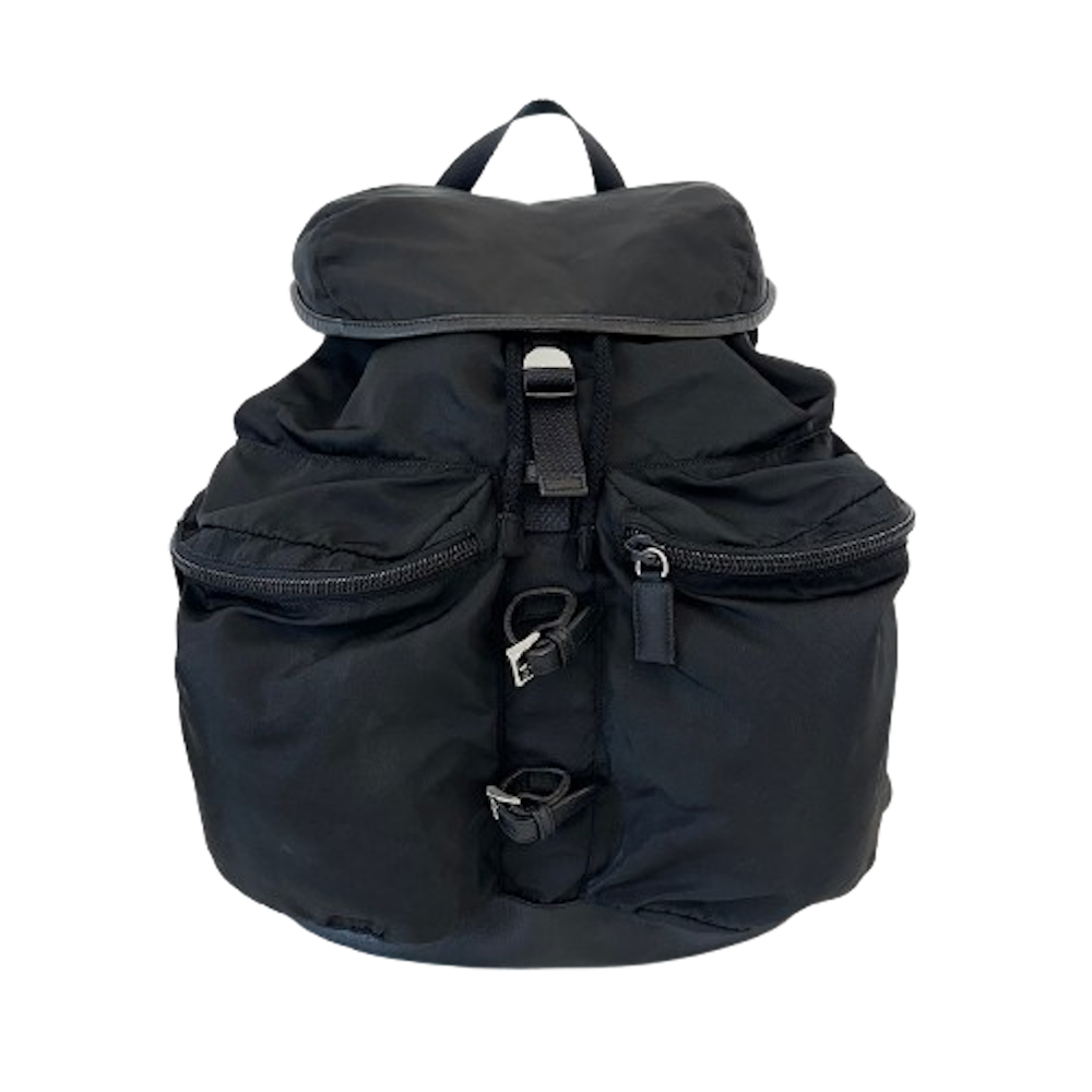 ITQ35LRG5HNL Prada Logo Tessuto Nylon Backpack Black