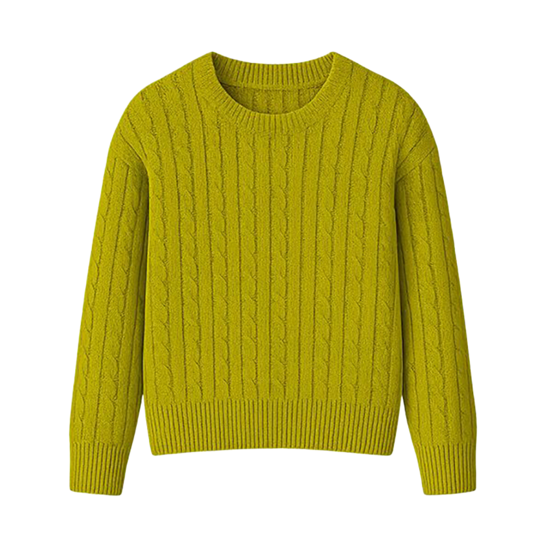 GC꽈배기 라운드 니트-올리브 GCLIP Crew Neck Cable Loose Fit Semi-Crop Knit T-Shirt Olive