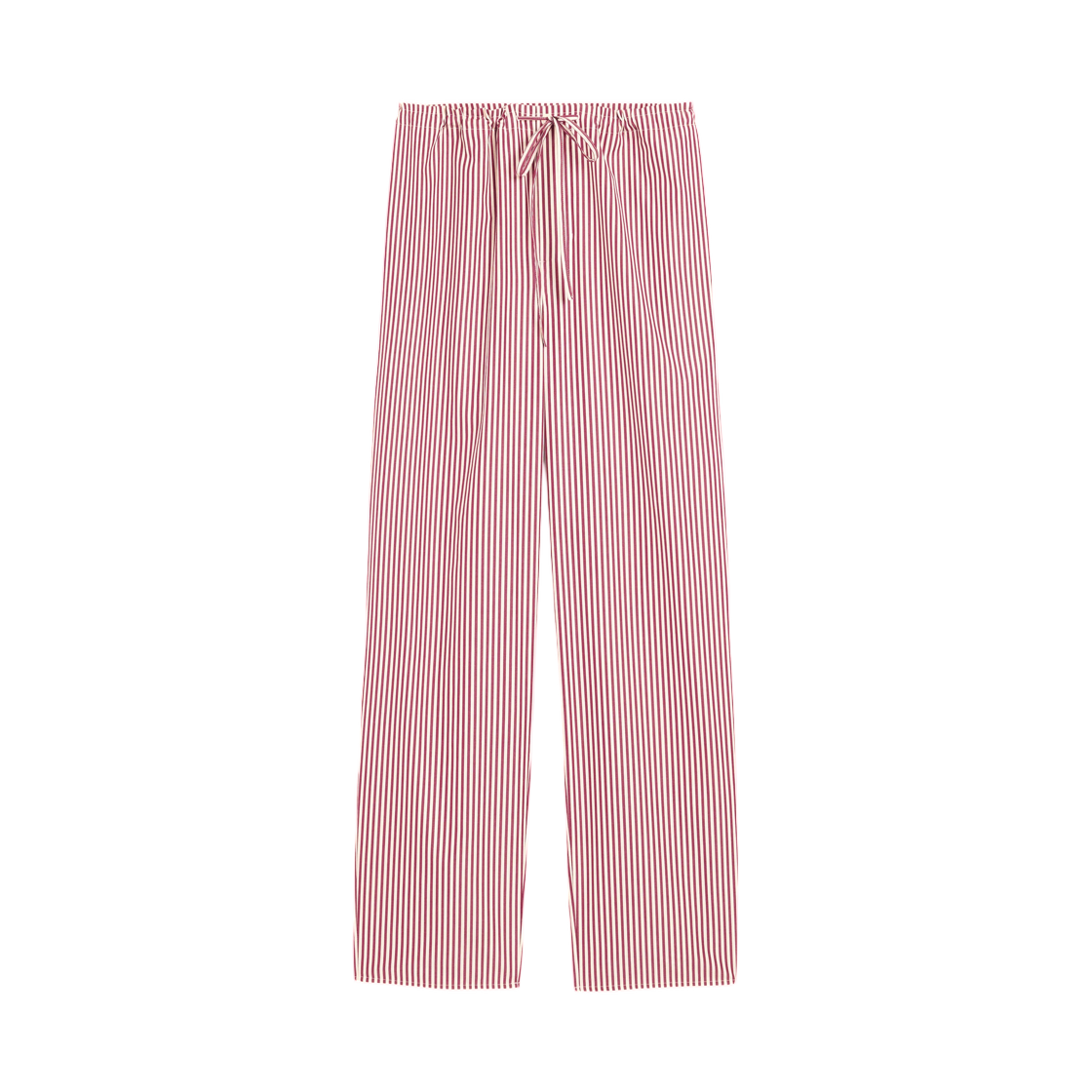 UTR905-CO0242-156 AMI White Elasticated Waist Striped Cotton Trousers Off White Bordeaux