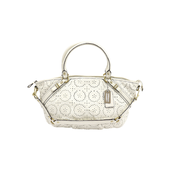 코치 17003 화이트 레더 레이저 컷 메디슨 소피아 사첼 2WAY(Coach 17003 White Leather Laser Cut Madison Sophia Satchel)
