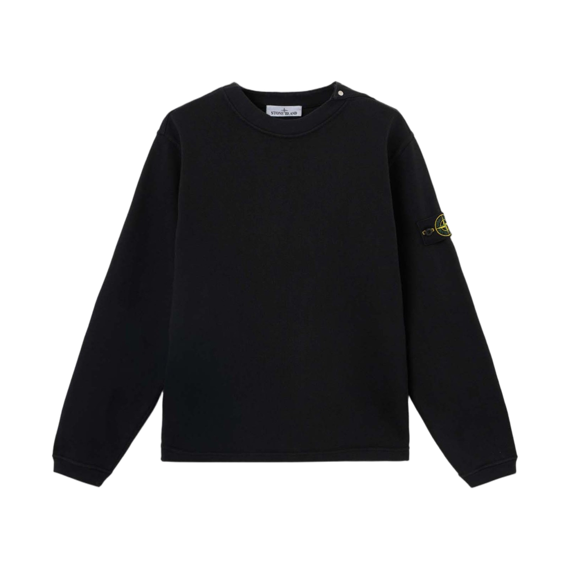 L2S1561000-36S0406-V0029 Stone Island 6100036 Heavy Cotton Jersey Comfort-Fit Crewneck Sweatshirt with Shoulder Placket Black - 26FW