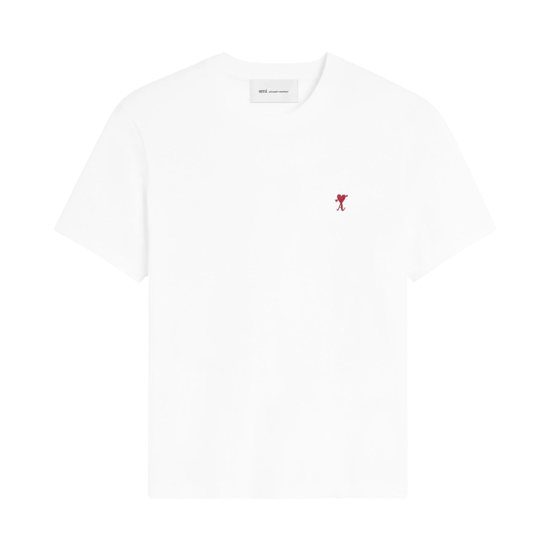 HTS411-JE0270-100 AMI White Cotton T-Shirt with Ami De Coeur Arrow White