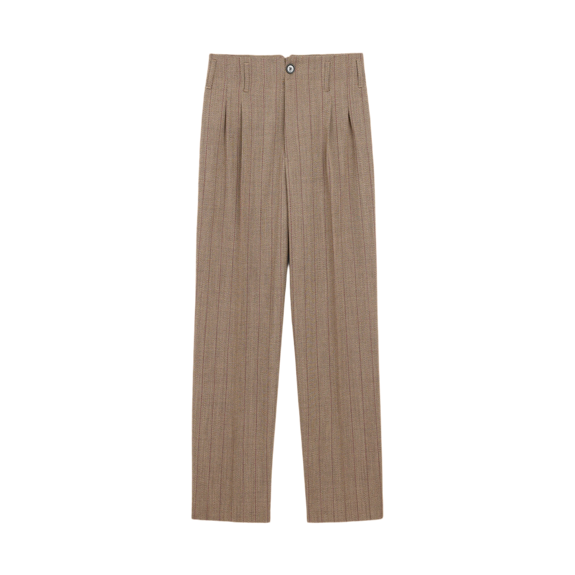 HTR909-WV0211-001 AMI Brown Striped Wool Two Pleats Trousers Choco Brown Ruby Red