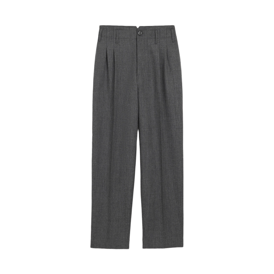 HTR909-WV0216-A189 AMI Grey Two Pleats Wool Trousers Carbon Grey