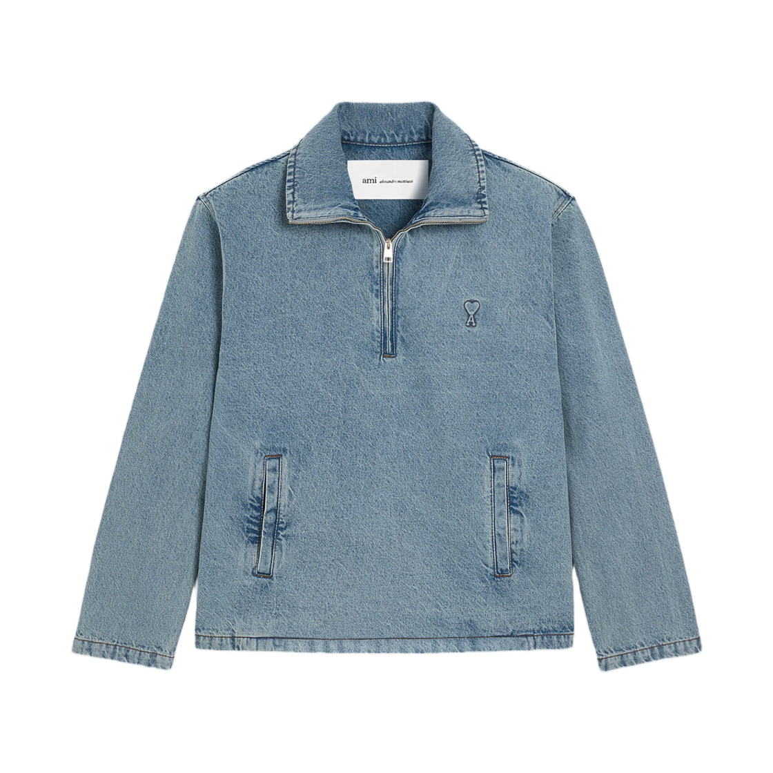 UJK917-DE0046-480 AMI Blue Cotton Vareuse with Ami De Coeur Tone-On-Tone Used Blue