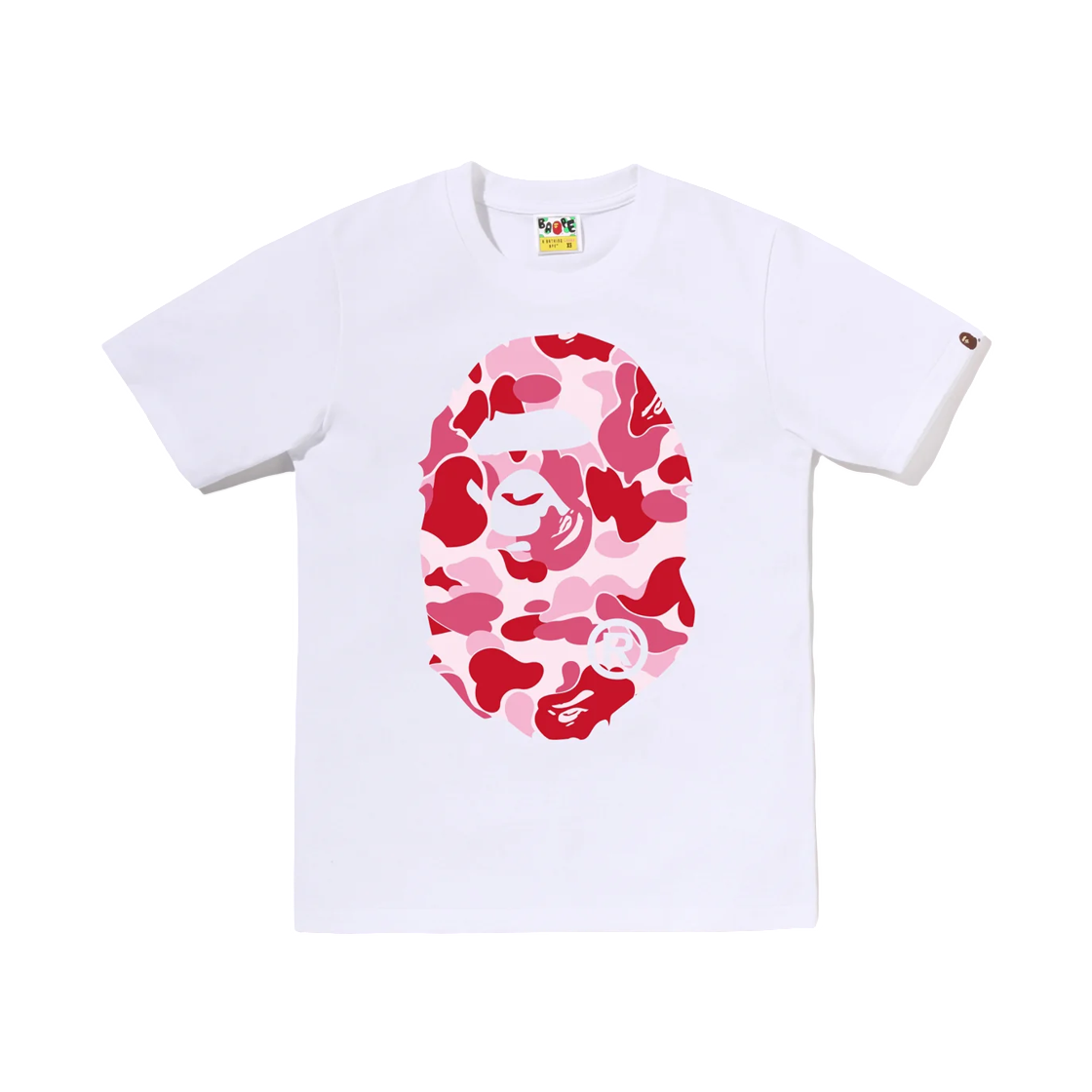 - (W) BAPE ABC Camo Big Ape Head T-Shirt White Pink