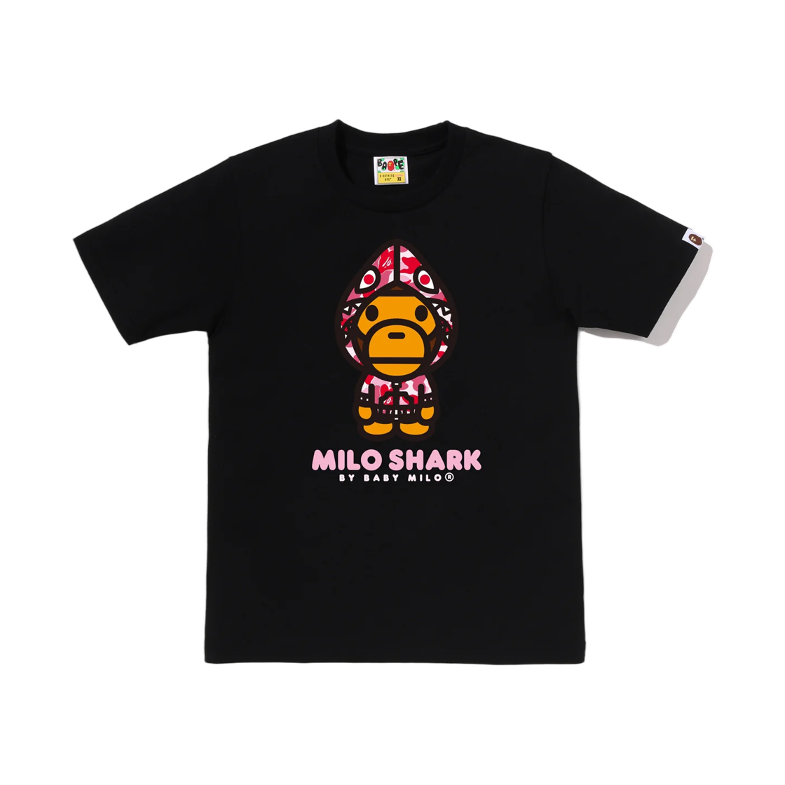 - (W) BAPE ABC Camo Milo Shark FZH T-Shirt Black Pink