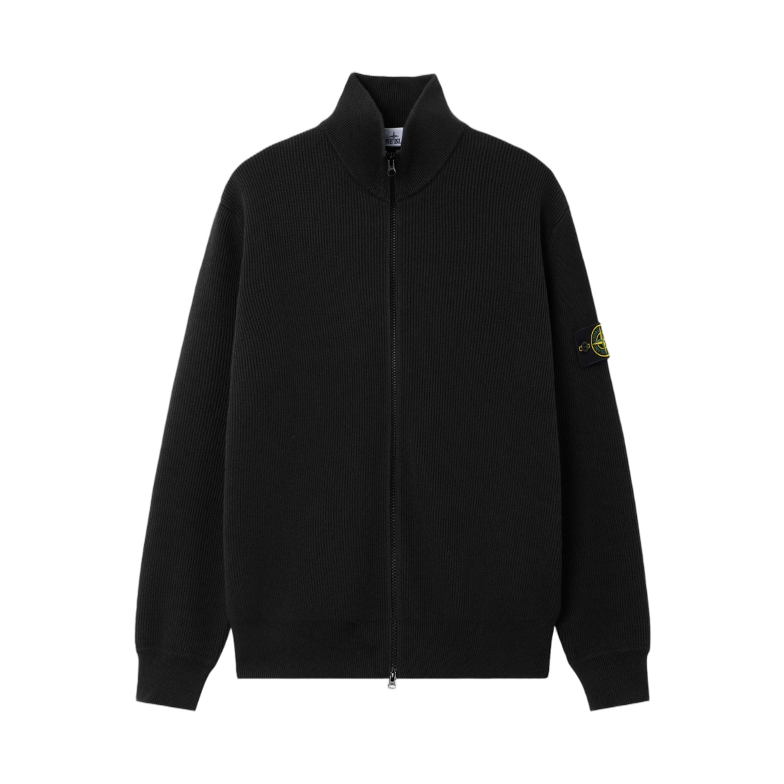 L2S1551001-26S00D8-V0029 Stone Island 5100126 Ribbed Soft Organic Cotton Regular-Fit Zip-Up Jumper Black - 26FW