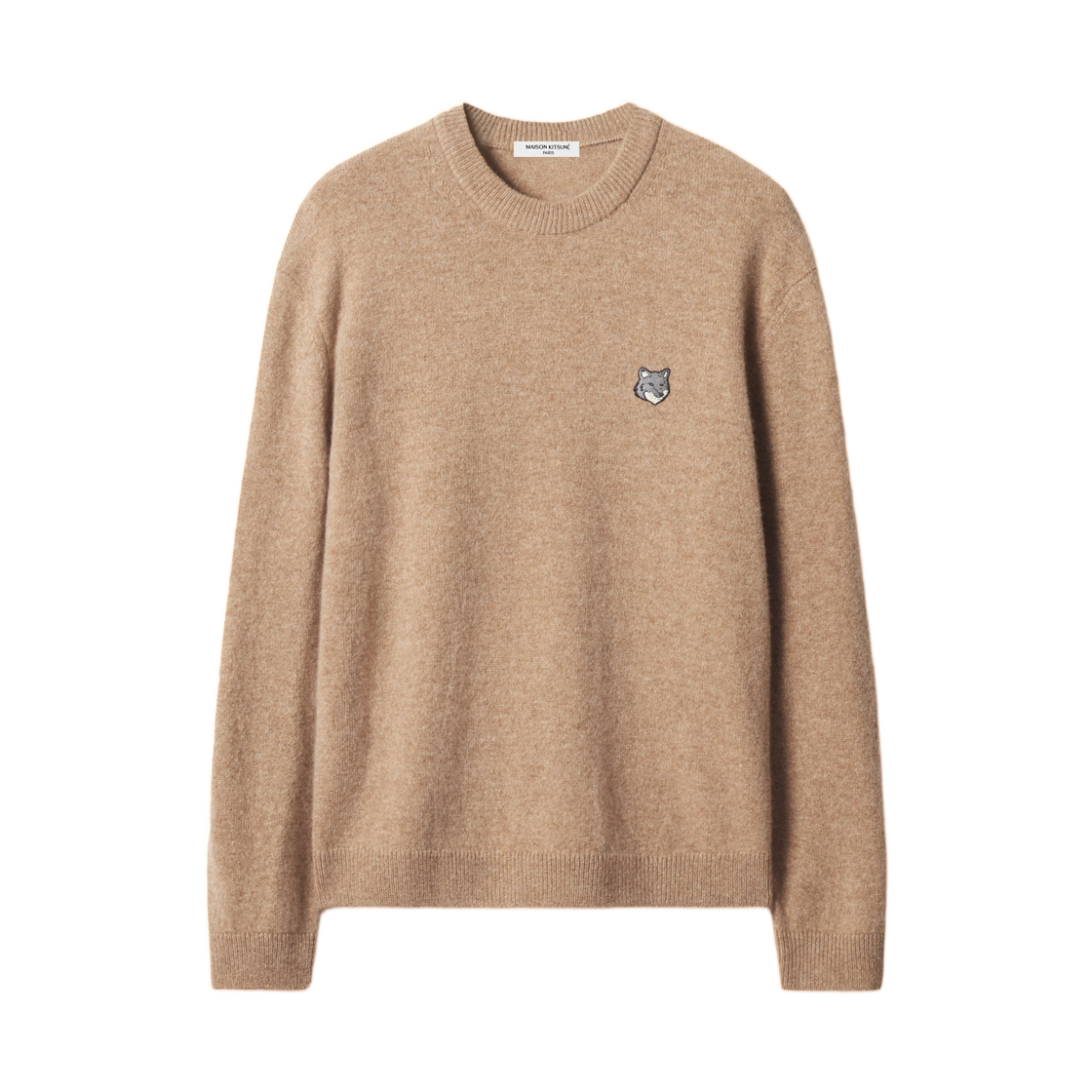 PM00803KT1006-0549 Maison Kitsune Fox Head Lambswool Comfort Jumper Cobblestone